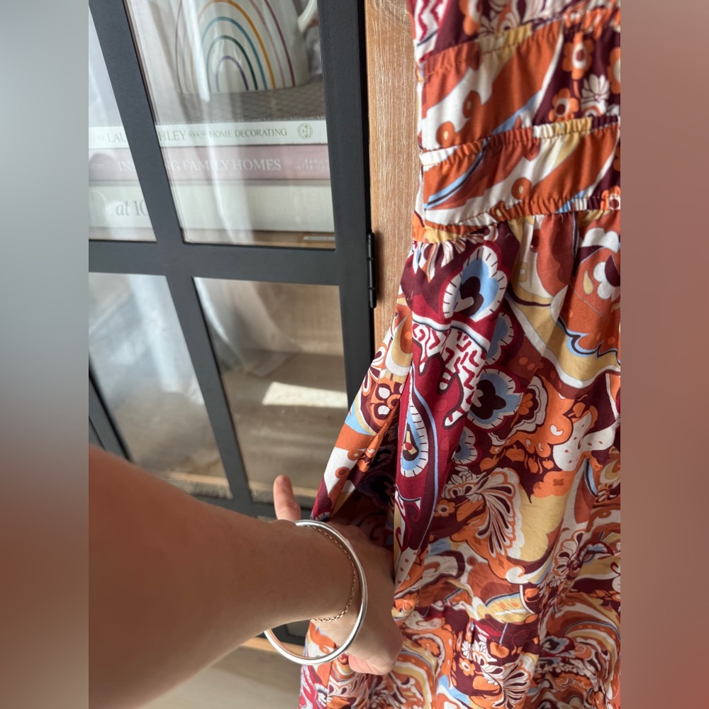 Anthropologie Somerset Tiered Maxi Dress Bronze Paisley print poplin pockets - Picture 7 of 11
